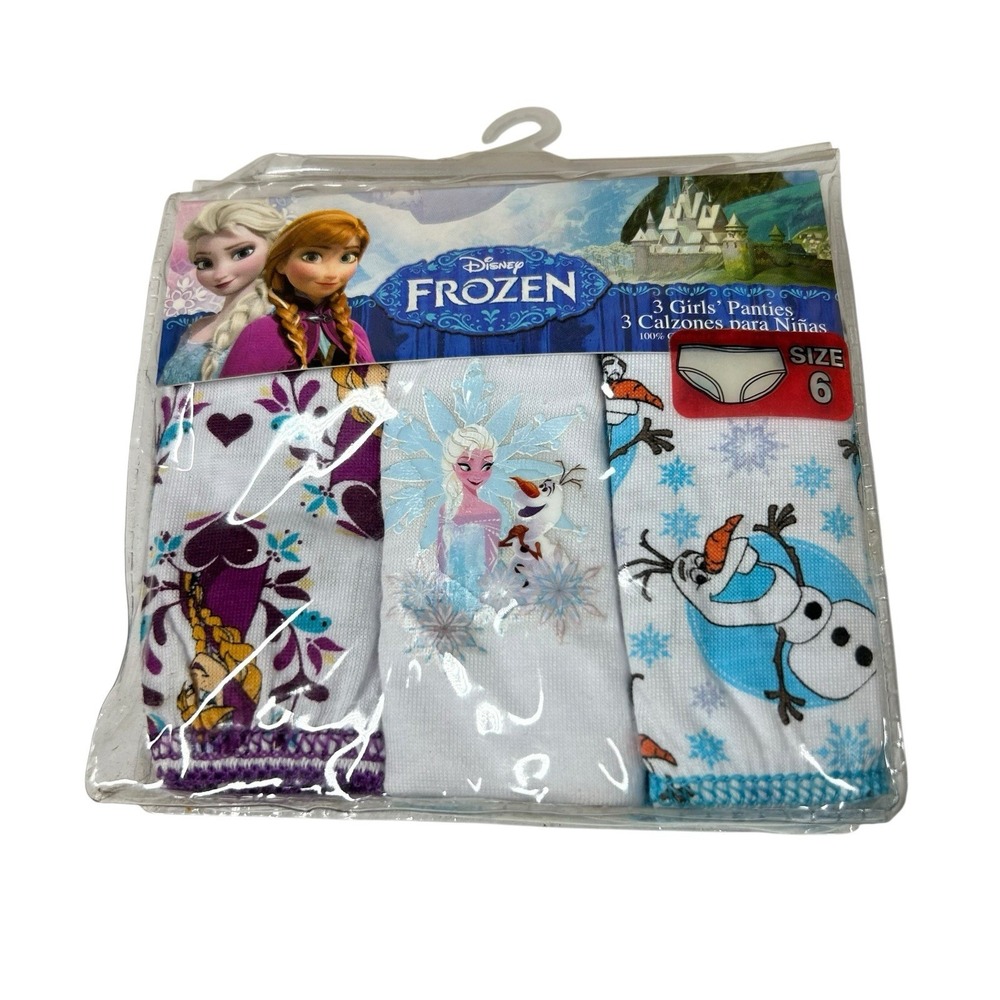 NEW Disney Frozen Girls Panties Underwear 3 Pack Size 6 Olaf Elsa Anna Cotton